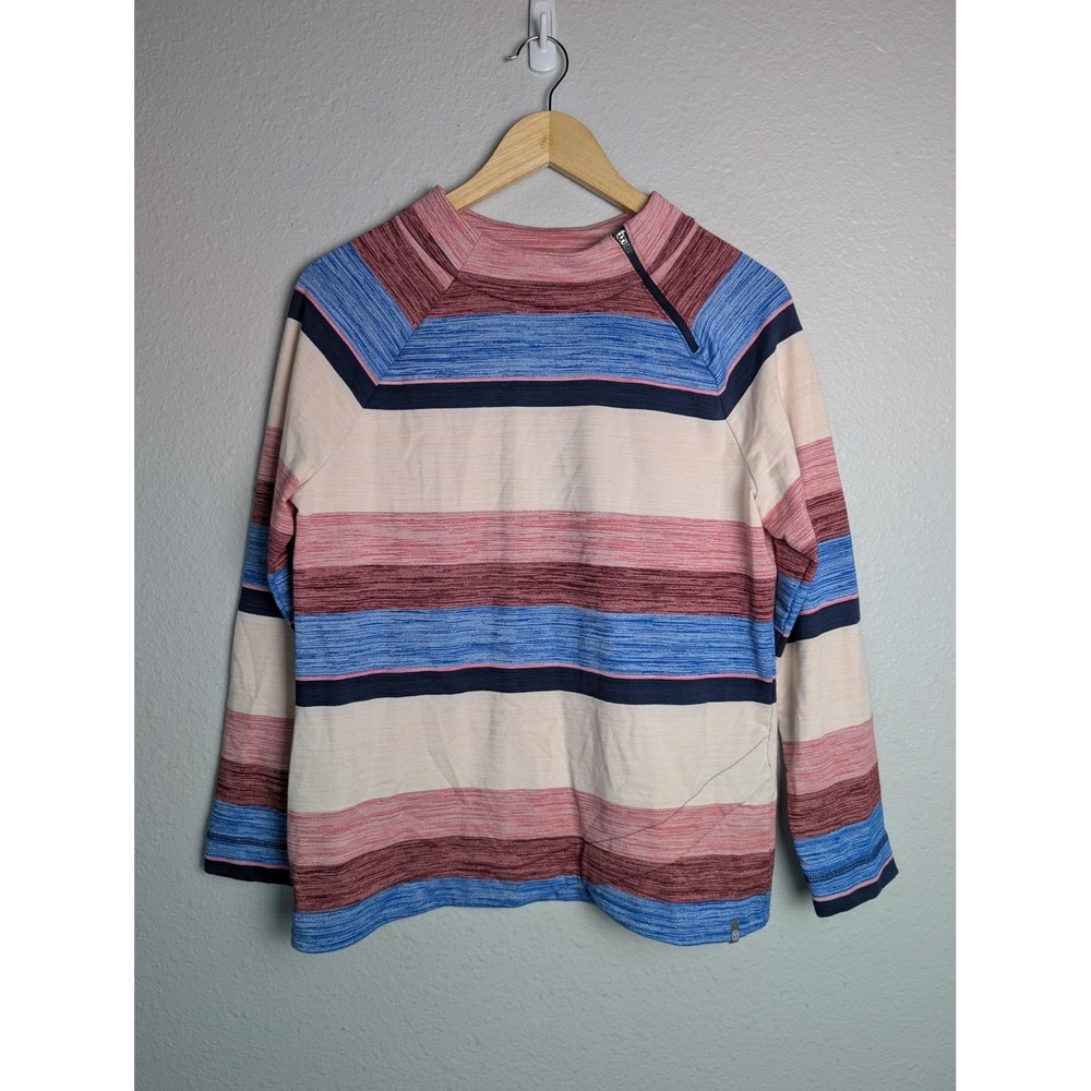 Talbots Striped Cream, Blue & Pink Zip-Neck Sweatshirt
